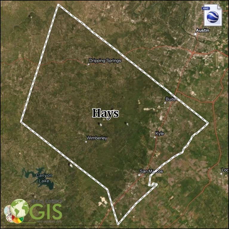 Hays County Texas KMZ and Property Data, GIS